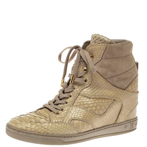 Louis Vuitton Beige Monogram Suede And Python Cliff Top Sneaker Boots Size 39 - Louis Vuitton - Modalova