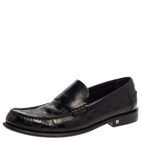 Louis Vuitton Black Leather Damier Embossed Santiago Loafers Size 41 - Louis Vuitton - Modalova