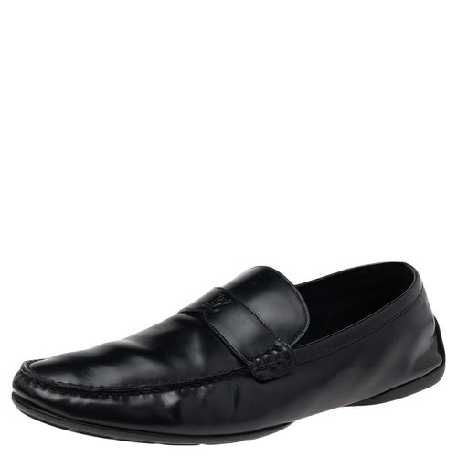 Louis Vuitton Black Leather Slip on Loafers Size 44.5 - Louis Vuitton - Modalova