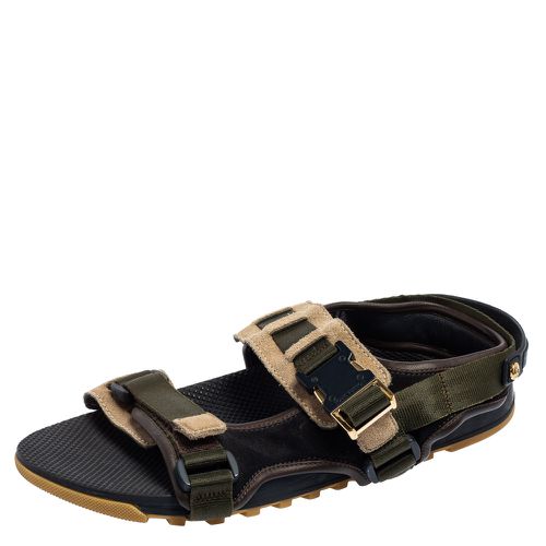 Louis Vuitton Green/Black Suede and Fabric Velcro Sandals Size 42 - Louis Vuitton - Modalova