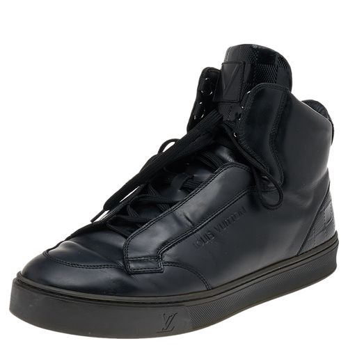 Louis Vuitton Black Leather And Damier Patent Leather High Top Sneakers Size 40.5 - Louis Vuitton - Modalova