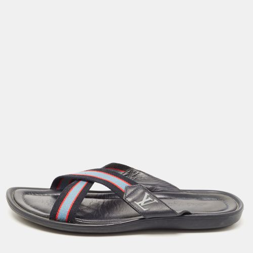 Louis Vuitton Tricolor Leather and Canvas Cross Strap Slides Size 42 - Louis Vuitton - Modalova