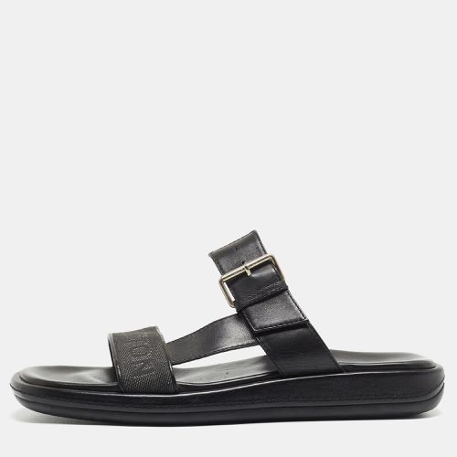 Louis Vuitton Black Leather and Logo Canvas Slide Sandals Size 44.5 - Louis Vuitton - Modalova