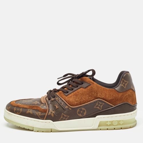 Louis Vuitton Brown Suede and Monogram Canvas Low Top Sneakers Size 42.5 - Louis Vuitton - Modalova