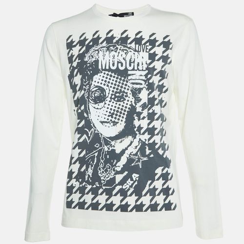 Love Moschino Ivory Printed Cotton Long Sleeve T-Shirt L - Love Moschino - Modalova