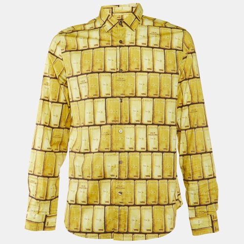 Love Moschino Yellow Gold Bar Print Cotton Long Sleeve Shirt L - Love Moschino - Modalova