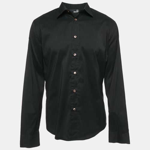 Love Moschino Black Cotton Button Front Shirt XXL - Love Moschino - Modalova