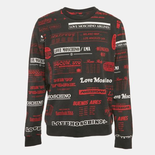 Love Moschino Black Printed Cotton Knit Sweatshirt XL - Love Moschino - Modalova