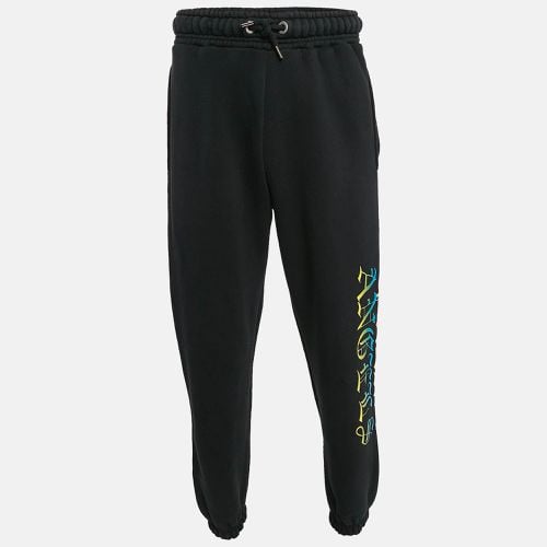 Palm Angels Black Gothic Logo Print Cotton Knit Sweatpants XS - Palm Angels - Modalova