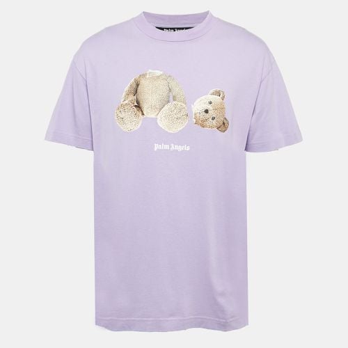 Palm Angels Light Purple Teddy Print Jersey T-Shirt L - Palm Angels - Modalova