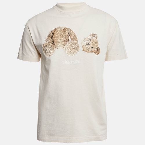 Palm Angels Cream Bear Print Cotton Oversized T-Shirt S - Palm Angels - Modalova