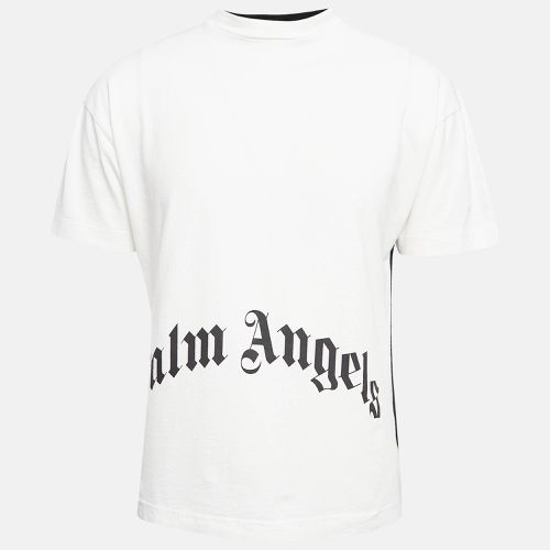 Palm Angels Black/White Cotton Thinking Skull Print Cotton T-Shirt S - Palm Angels - Modalova