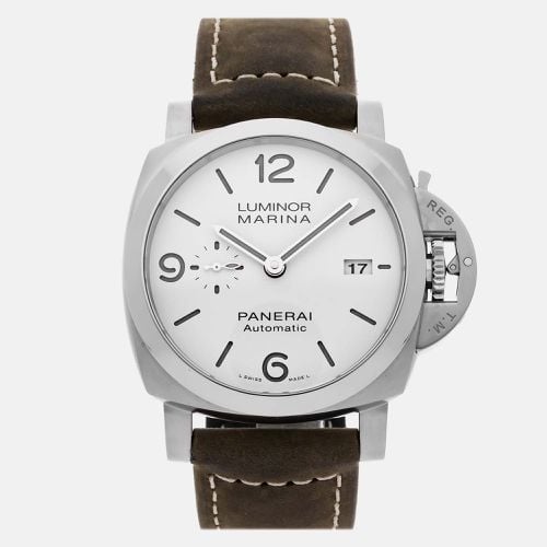 Panerai White Stainless Steel Luminor Marina PAM01314 Automatic Men's Wristwatch 44 mm - Panerai - Modalova