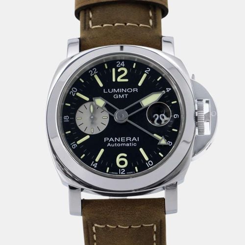 Panerai Stainless Steel Leather Black Dial Luminor GMT Acciaio Watch 44 mm - Panerai - Modalova