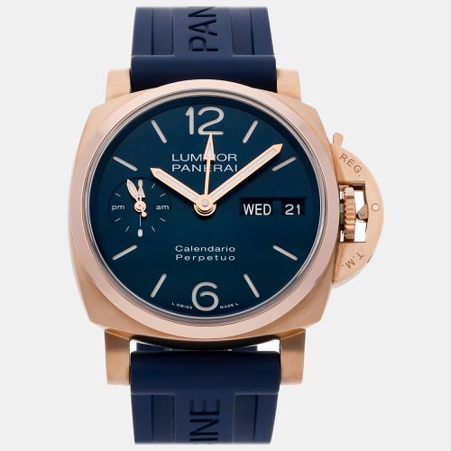 Panerai Blue 18k Rose Gold Luminor PAM00742 Automatic Men's Wristwatch 44 mm - Panerai - Modalova