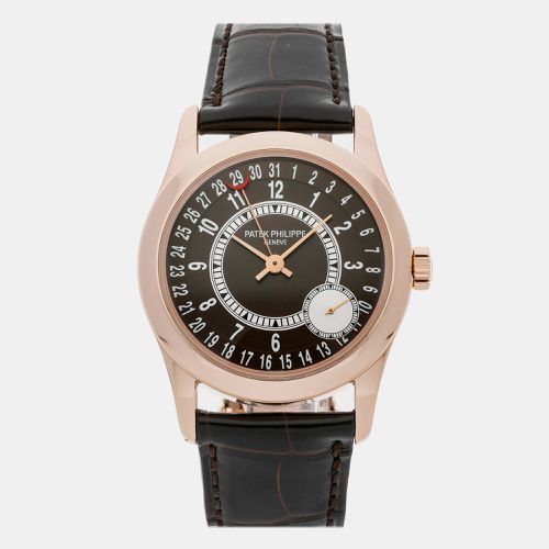 Patek Philippe Brown 18k Rose Gold Calatrava 6000R-001 Automatic Men's Wristwatch 37 mm - Patek Philippe - Modalova