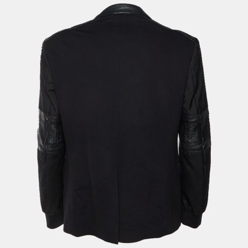 Knit Python Leather Trim Single Buttoned Jacket XXL - Philipp Plein - Modalova