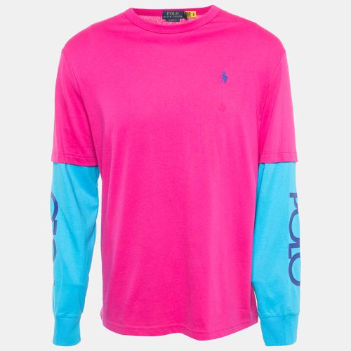 Polo Ralph Lauren Pink/Blue Cotton Classic Fit Long Sleeve T-Shirt M - Polo Ralph Lauren - Modalova