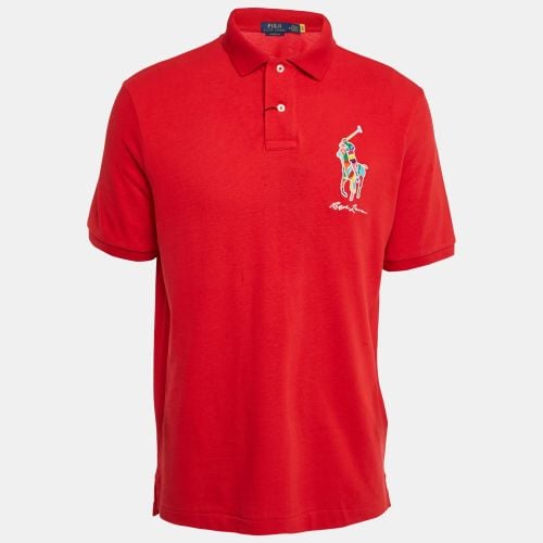 Polo Ralph Lauren Red Embroidered Cotton Pique Classic Fit Polo T-Shirt M - Polo Ralph Lauren - Modalova