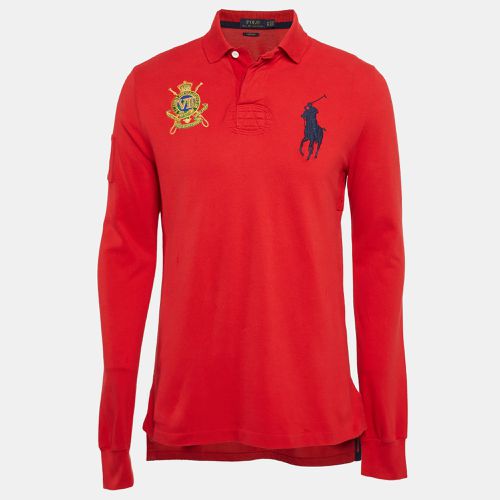 Polo Ralph Lauren Red Embroidered Pique Cotton Long Sleeve Polo T-Shirt M - Polo Ralph Lauren - Modalova