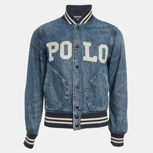 Polo Ralph Lauren Blue Denim Logo Applique Detail Bomber Jacket XS - Polo Ralph Lauren - Modalova