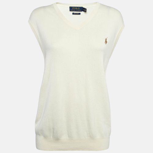 Polo Ralph Lauren Cream Cotton Knit Sleeveless Sweater L - Polo Ralph Lauren - Modalova