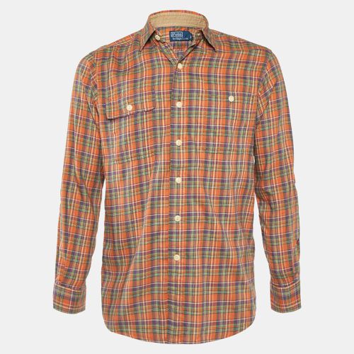 Polo Ralph Lauren Orange Plaid Checked Cotton Long Sleeve Shirt S - Polo Ralph Lauren - Modalova