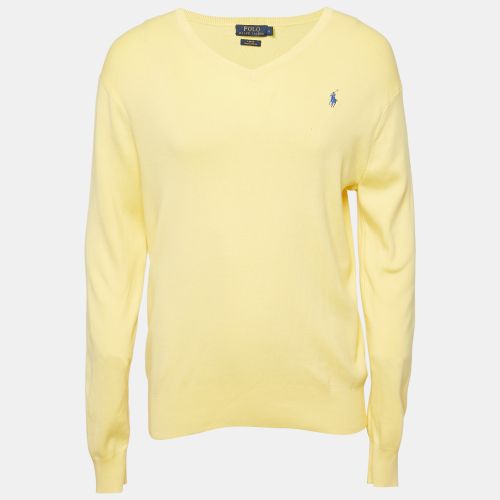 Polo Ralph Lauren Yellow Cotton Knit V-Neck Sweater L - Polo Ralph Lauren - Modalova