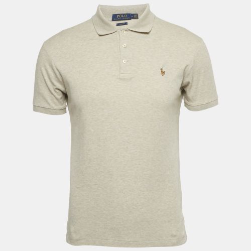 Polo Ralph Lauren Beige Mélange Logo Embroidered Cotton Polo T-Shirt M - Polo Ralph Lauren - Modalova