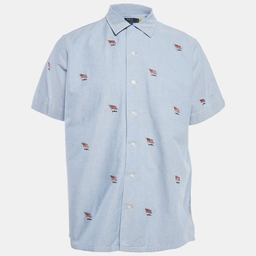 Polo Ralph Lauren Blue Flag Embroidered Cotton Half Sleeve Shirt L - Polo Ralph Lauren - Modalova