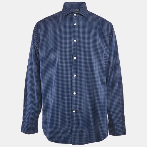 Polo Ralph Lauren Navy Blue Plaid Cotton Button Front Shirt XL - Polo Ralph Lauren - Modalova