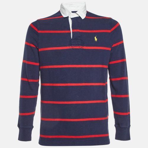 Polo Ralph Lauren Navy Blue Striped Cotton Polo T-Shirt M - Polo Ralph Lauren - Modalova