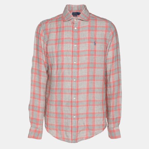 Grey Checkered Linen Classic Fit Shirt L - Polo Ralph Lauren - Modalova