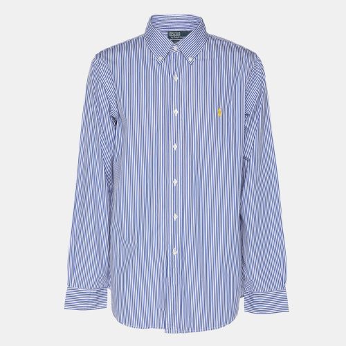White Striped Cotton Button Front Shirt XL - Polo Ralph Lauren - Modalova
