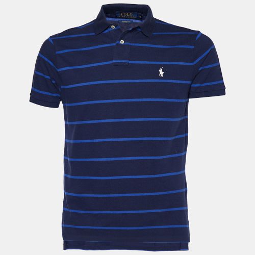 Polo Ralph Lauren Navy Blue Striped Cotton Knit Polo T-Shirt L - Polo Ralph Lauren - Modalova