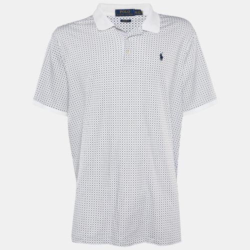 Polo Ralph Lauren White/Navy Blue Patterned Cotton Polo T-Shirt 2XL - Polo Ralph Lauren - Modalova