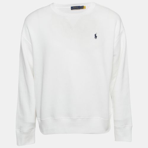 Polo Ralph Lauren White Logo Embroidered Knit Sweatshirt L - Polo Ralph Lauren - Modalova