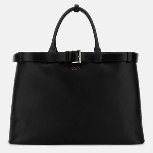 Prada Black Leather Large Buckle Satchel Bag - Prada - Modalova