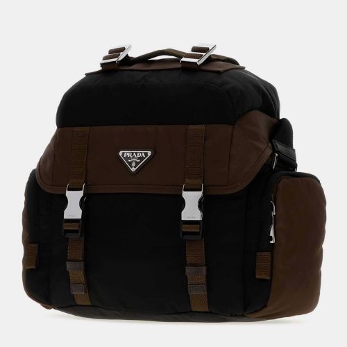 Explore Medium Burnt Brown Re -Nylon Leather Shoulder Bag - Prada - Modalova