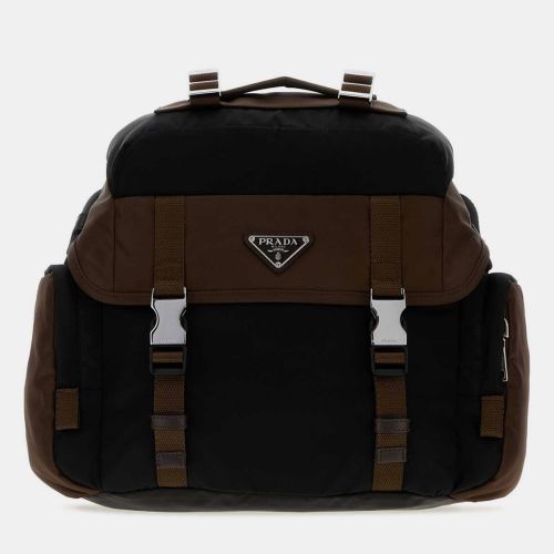Explore Medium Burnt Brown Re -Nylon Leather Shoulder Bag - Prada - Modalova