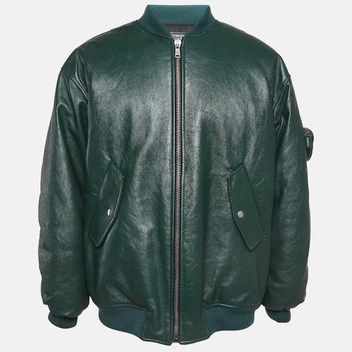 Prada Green Metal Triangle Leather Bomber Jacket XS - Prada - Modalova