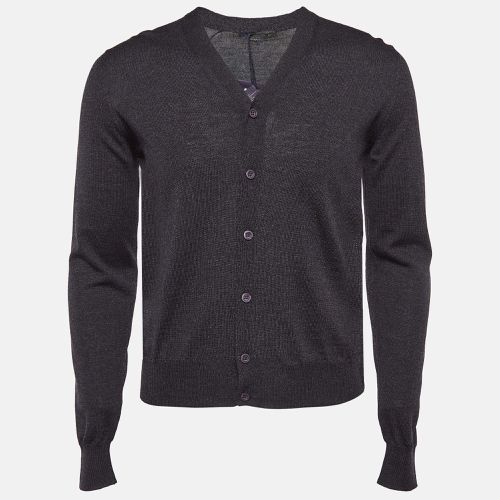 Prada Grey Wool Rib Knit Cardigan XS - Prada - Modalova