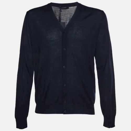 Wool Knit V-Neck Button-Down Cardigan L - Prada - Modalova