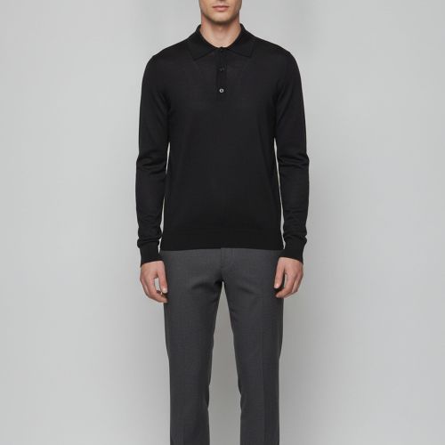 Silk Blend Knit Polo Long-Sleeved Pullover M - Prada - Modalova