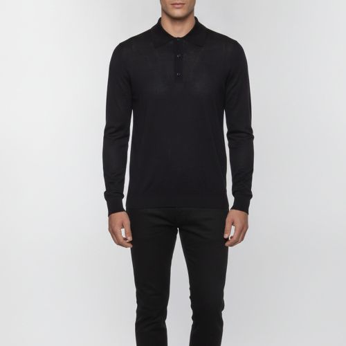 Silk Blend Knit Polo Long-Sleeved Pullover M - Prada - Modalova