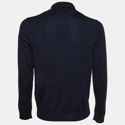 Wool Knit Polo Long-Sleeved Pullover L - Prada - Modalova
