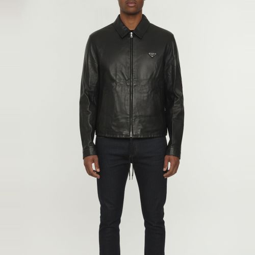 Leather Drawstring Jacket L - Prada - Modalova