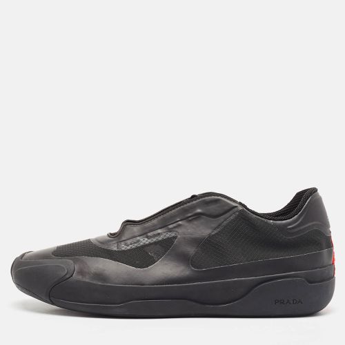 Prada Black Leather and Mesh Luna Rossa Low Top Sneakers Size 43.5 - Prada - Modalova