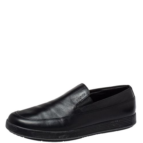 Prada Sport Black Leather Slip On Loafers Size 40 - Prada Sport - Modalova