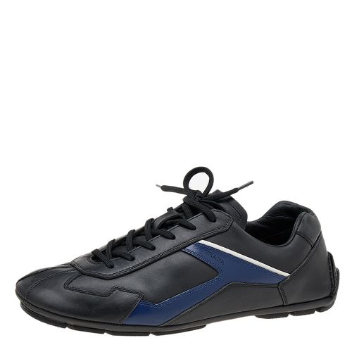 Prada Sport Black/Blue Leather Low Top Sneakers Size 42 - Prada Sport - Modalova